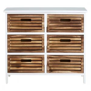Marie Wooden Chest Of 6 Drawers In White And Natural