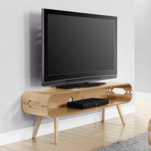 Marin Wide Wooden TV Stand In Oak With Spindle Shape Legs