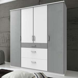 Marino Wooden Wardrobe Large In White And Light Grey