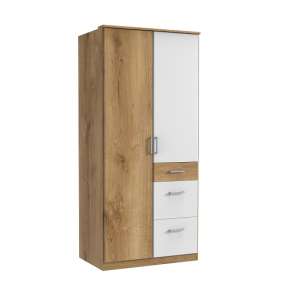 Marino Wooden Wardrobe In Planked Oak Effect And White