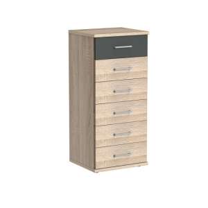 Marino Chest Of Drawers Tall In Oak Effect And Graphite