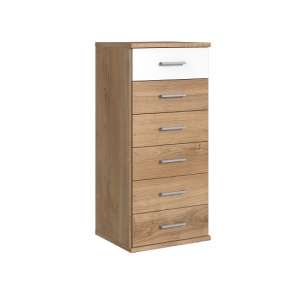 Marino Chest Of Drawers Tall In Planked Oak Effect And White