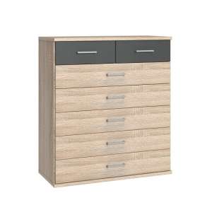 Marino Chest Of Drawers Wide In Oak Effect And Graphite