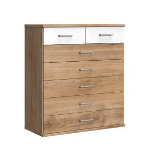 Marino Chest Of Drawers Wide In Planked Oak Effect And White