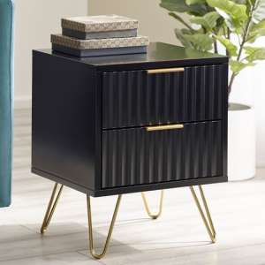 Marius Wooden Lamp Table With 2 Drawers In Matt Black