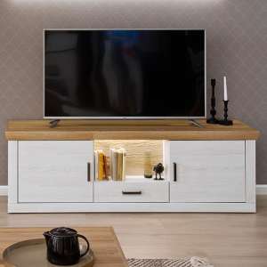 Marka Large TV Stand In Pinie Aurelio With 2 Doors And LED
