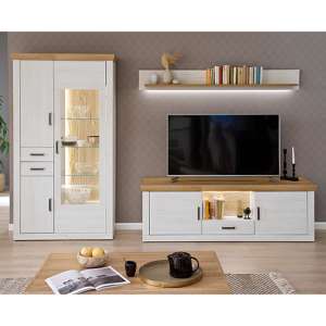 Marka Living Room Furniture Set 2 In Pinie Aurelio With LED