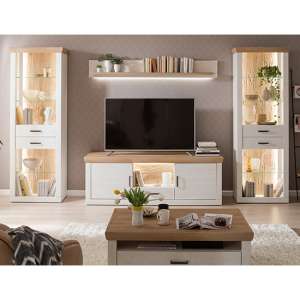 Marka Living Room Furniture Set 3 In Pinie Aurelio With LED