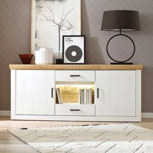 Marka Wooden Sideboard In Pinie Aurelio With 2 Doors And LED