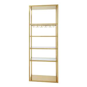 Markeb Bar Shelving Unit In Gold With Glass Rack