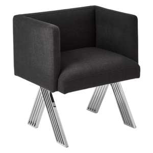 Markeb Black Fabric Dining Chair With Silver Steel Frame