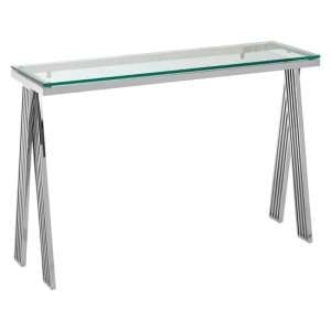 Markeb Clear Glass Top Console Table With Silver Steel Frame