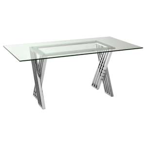 Markeb Clear Glass Top Dining Table With Silver Steel Frame