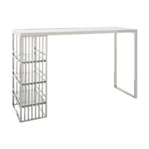Markeb Glass Bar Table In Silver Stainless Steel Frame
