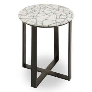 Marmora Marble Side Table With Black Metal Base