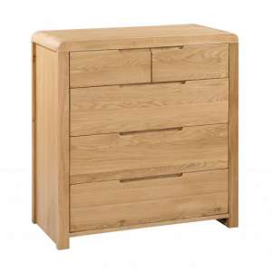 Camber Wooden Tall Chest Of Drawers In Waxed Oak Finish