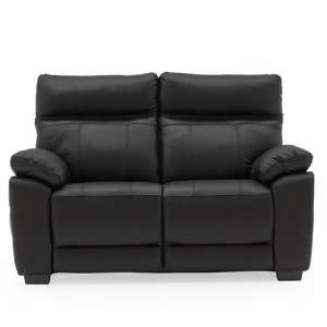 Marquess 2 Seater Sofa In Black Faux Leather With Wooden Feet