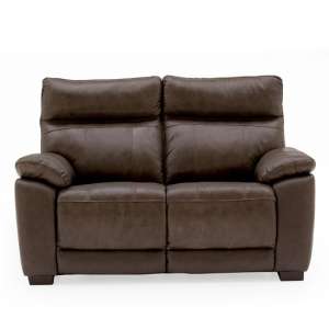 Marquess 2 Seater Sofa In Brown Faux Leather With Wooden Feet