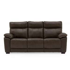 Marquess 3 Seater Sofa In Brown Faux Leather With Wooden Feet