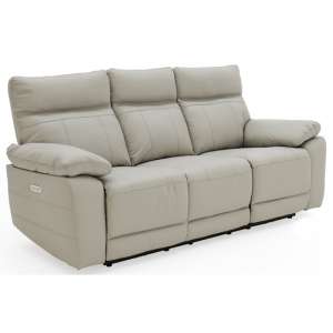 Marquess Electric Recliner Faux Leather 3 Seater Sofa In Grey