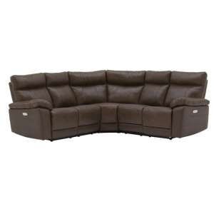 Marquess Electric Recliner Faux Leather Corner Sofa In Brown
