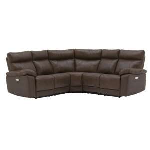 Posit Electric Recliner Leather Corner Sofa In Brown