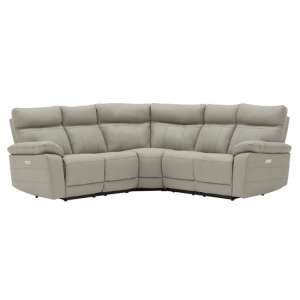 Marquess Electric Recliner Faux Leather Corner Sofa In Grey