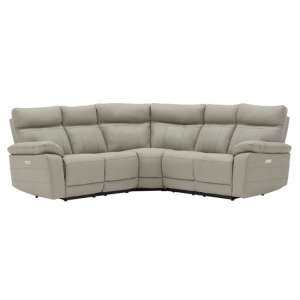 Posit Electric Recliner Leather Corner Sofa In Light Grey