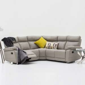 Posit Recliner Leather Corner Sofa In Light Grey