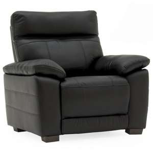 Marquess Sofa Chair In Black Faux Leather With Wooden Feet