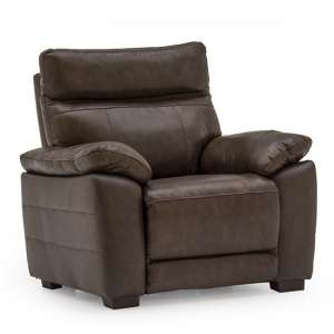 Marquess Sofa Chair In Brown Faux Leather With Wooden Feet