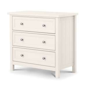 Madge Wooden Chest Of Drawers In White With 3 Drawers
