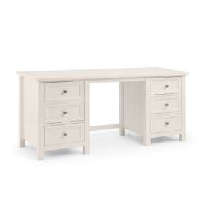 Madge Wooden Dressing Table In White With 6 Drawers