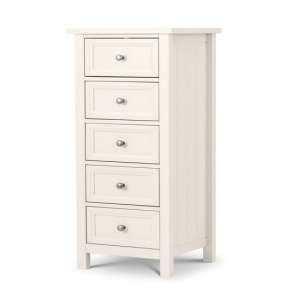 Madge Wooden Chest Of Drawers Tall In White With 5 Drawers