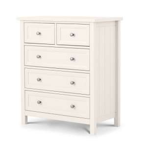 Madge Wooden Chest Of Drawers In White With 5 Drawers