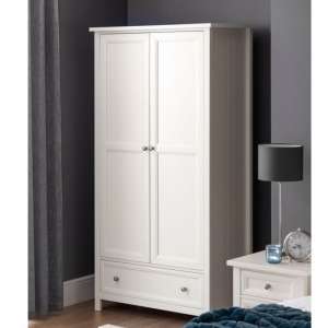 Madge Wooden Wardrobe In White With 2 Doors and 1 Drawer