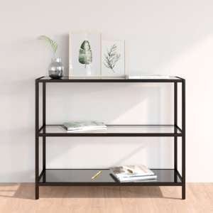 Marrim Black Glass Console Table With Black Metal Frame