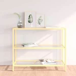 Marrim Clear Glass Console Table With Gold Metal Frame