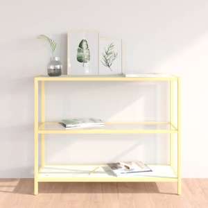 Marrim White Marble Effect Glass Console Table With Gold Frame