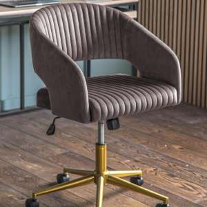 Marry Swivel Velvet Home And Office Chair In Grey