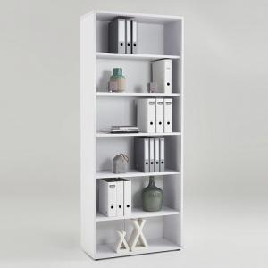 Marston Wooden Bookcase In White With 6 Open Compartments