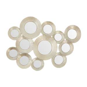 Martico Hammered Multi Circle Wall Mirror In Silver Frame
