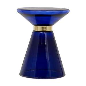 Itonda Blue Glass Side Table With Gold Finish    