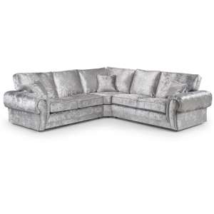 Martock Crushed Velvet Large Corner Sofa In Silver