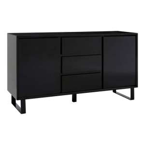 Martos High Gloss Sideboard With 2 Doors And 3 Drawers In Black