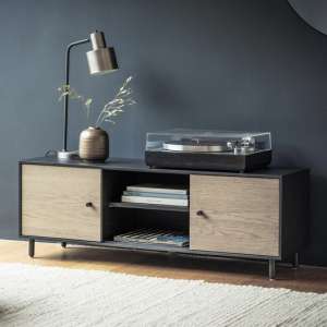 Marvale Wooden TV Stand In Dark Lacquer With Two Doors