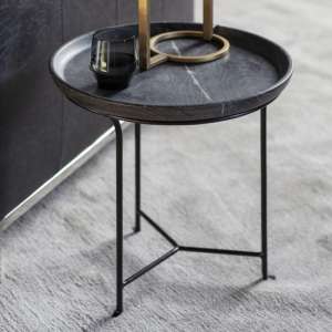 Marviko Round Metal Side Table In Black