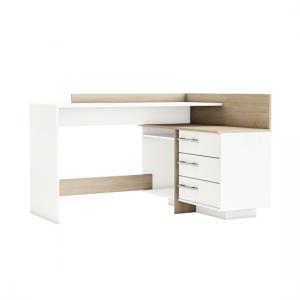 Marvin Corner Computer Desk In Brushed Oak And Pearl White