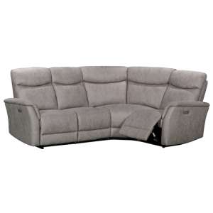 Maryville Fabric Electric Recliner Corner Sofa In Taupe