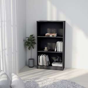 Masato 3-Tier Wooden Bookshelf In Grey